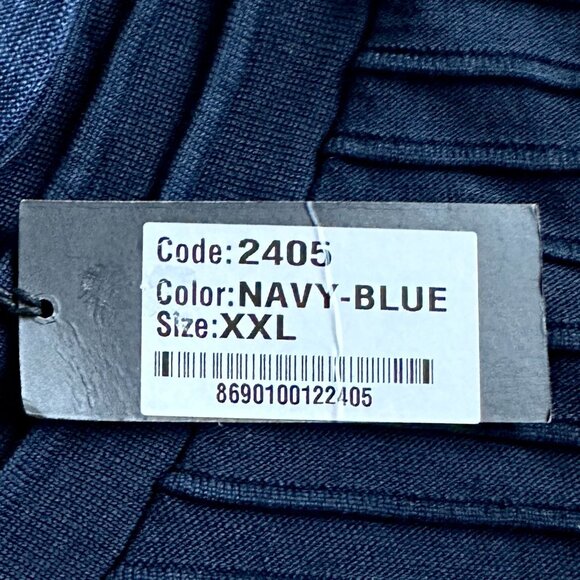 LCR Mens Ribbed Sweater Navy Blue Colorblock Slim Fit Shawl Collar Various Sizes - Picture 14 of 16